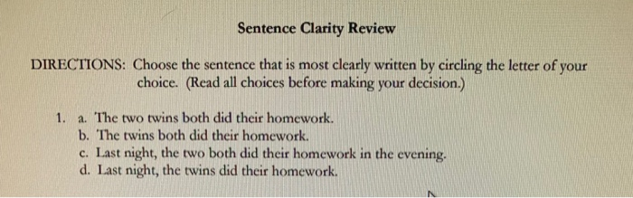 Read the sentences and choose best alternative. Write five