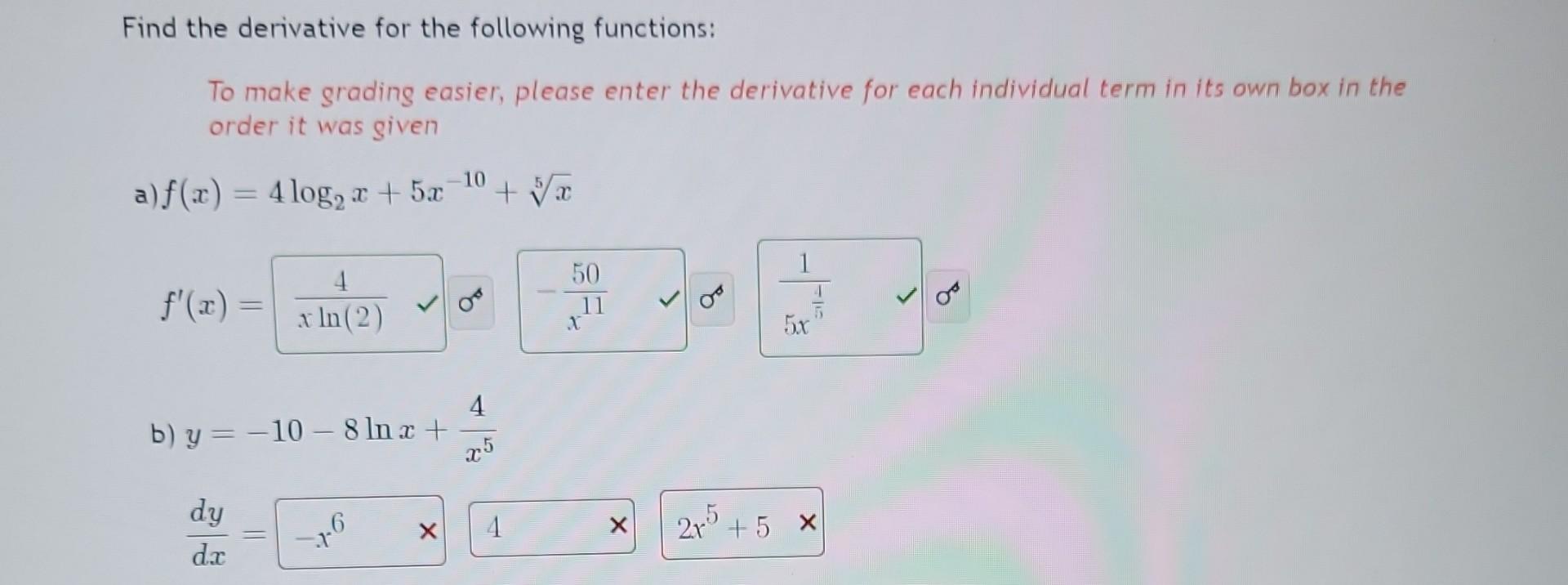 Solved Find The Derivative For The Following Functions: To | Chegg.com