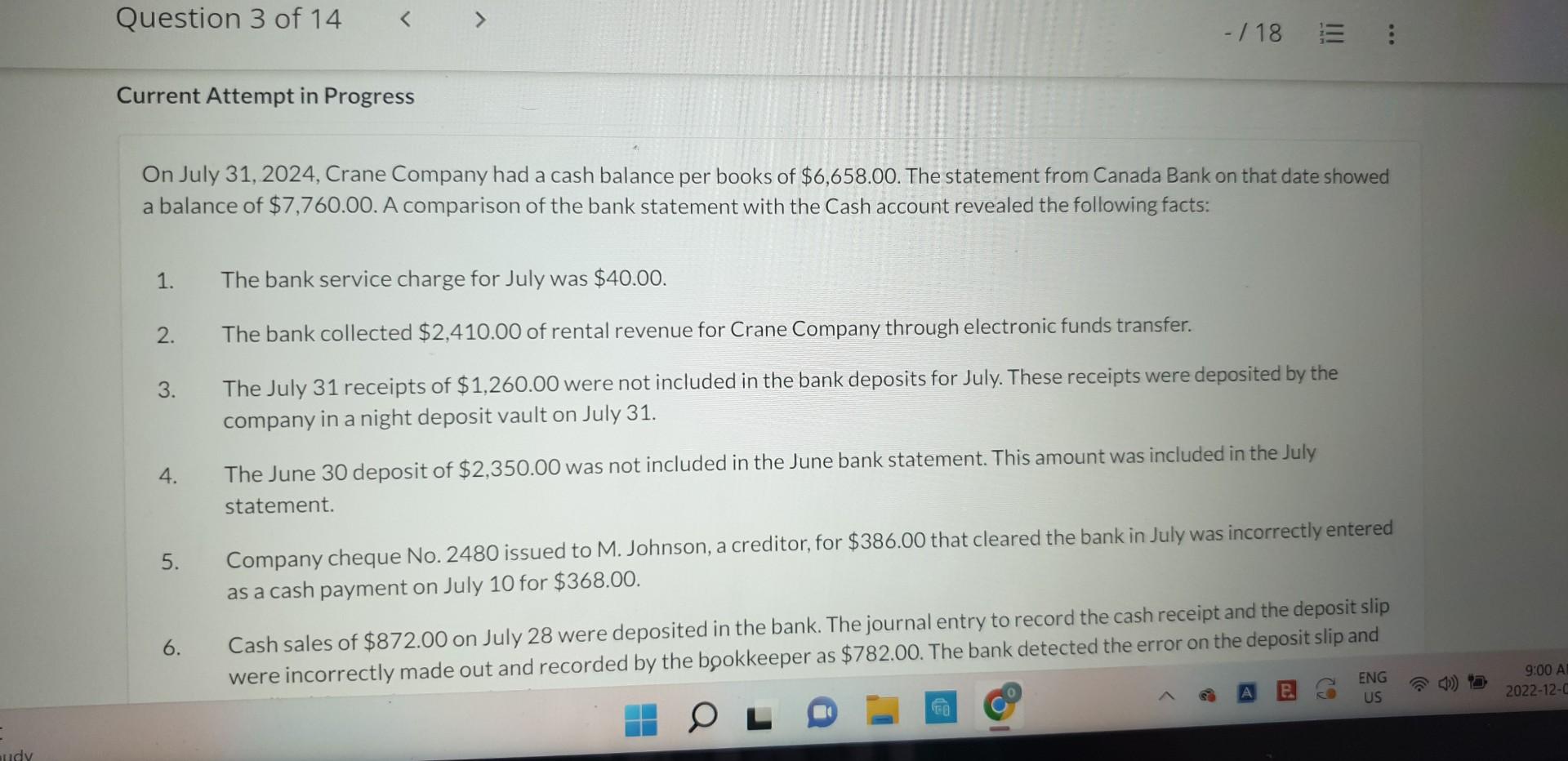 Solved On July 31 2024 Crane Company Had A Cash Balance Chegg Com   Image 