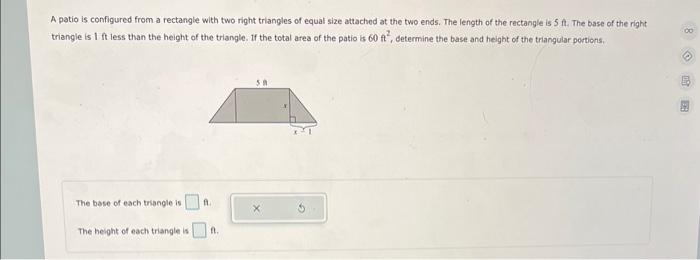 Solved A patio is configured from a rectangle with two right | Chegg.com