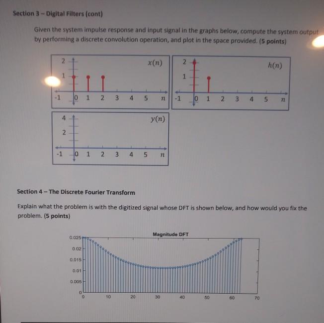 Solved Section 3 - Digital Filters (cont) Given the system | Chegg.com