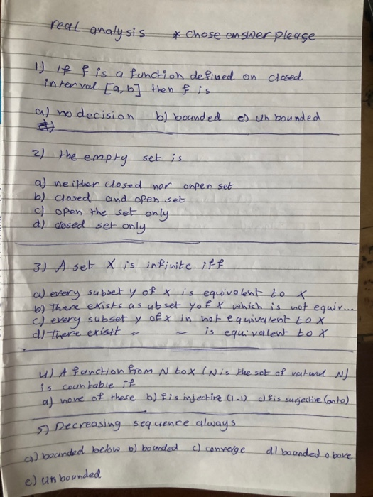 Solved real analysis * Chose emswer please 1.) If f is a | Chegg.com