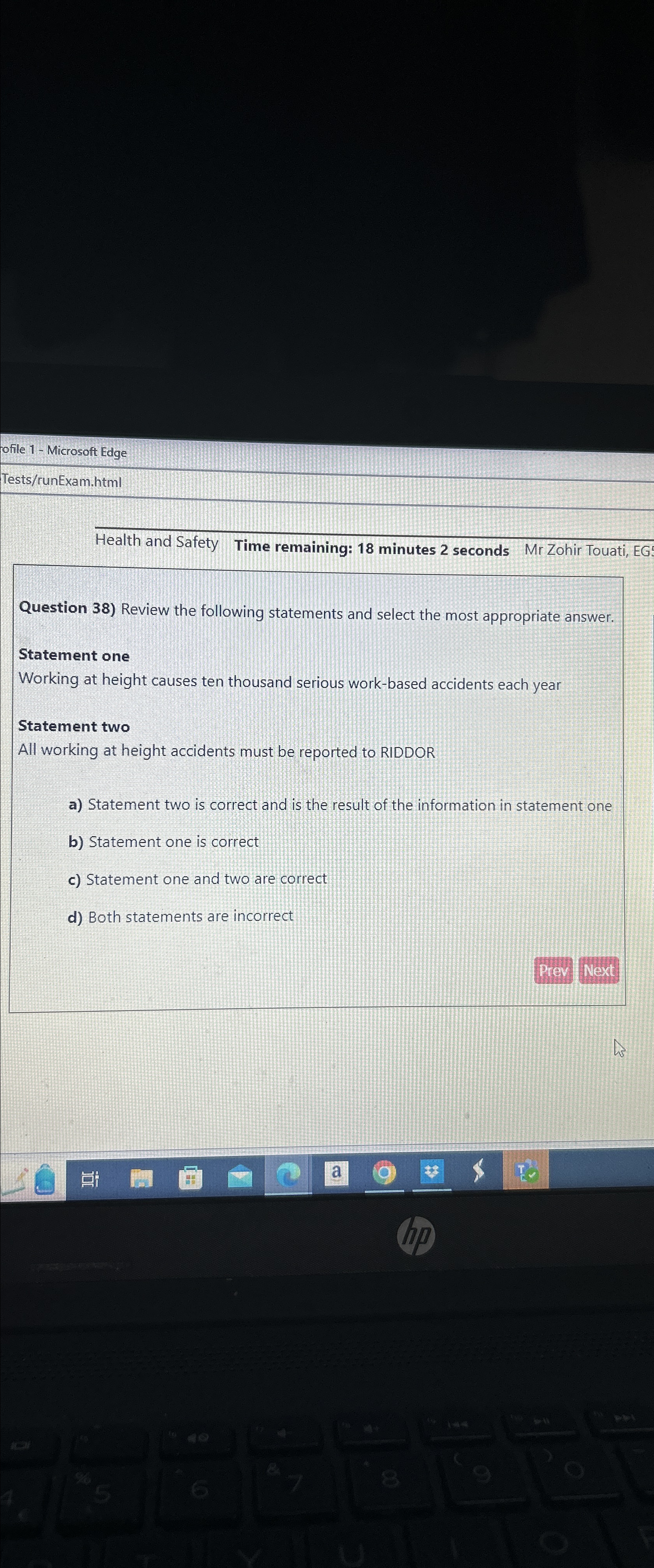 Solved ofile 1 - ﻿Microsoft EdgeTests/runExam.htmlHealth and | Chegg.com