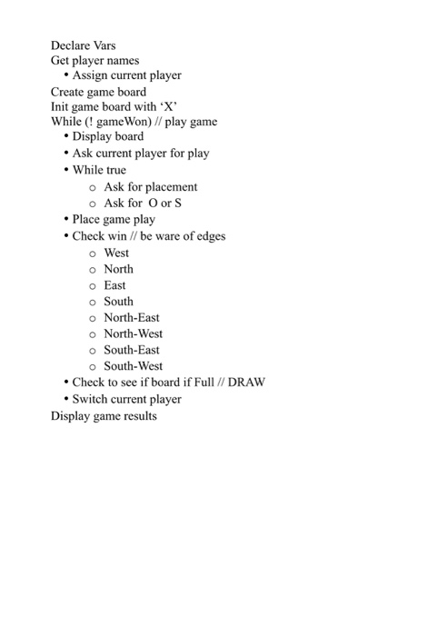 Solved Declare Vars Get Player Names Assign Current Player Chegg