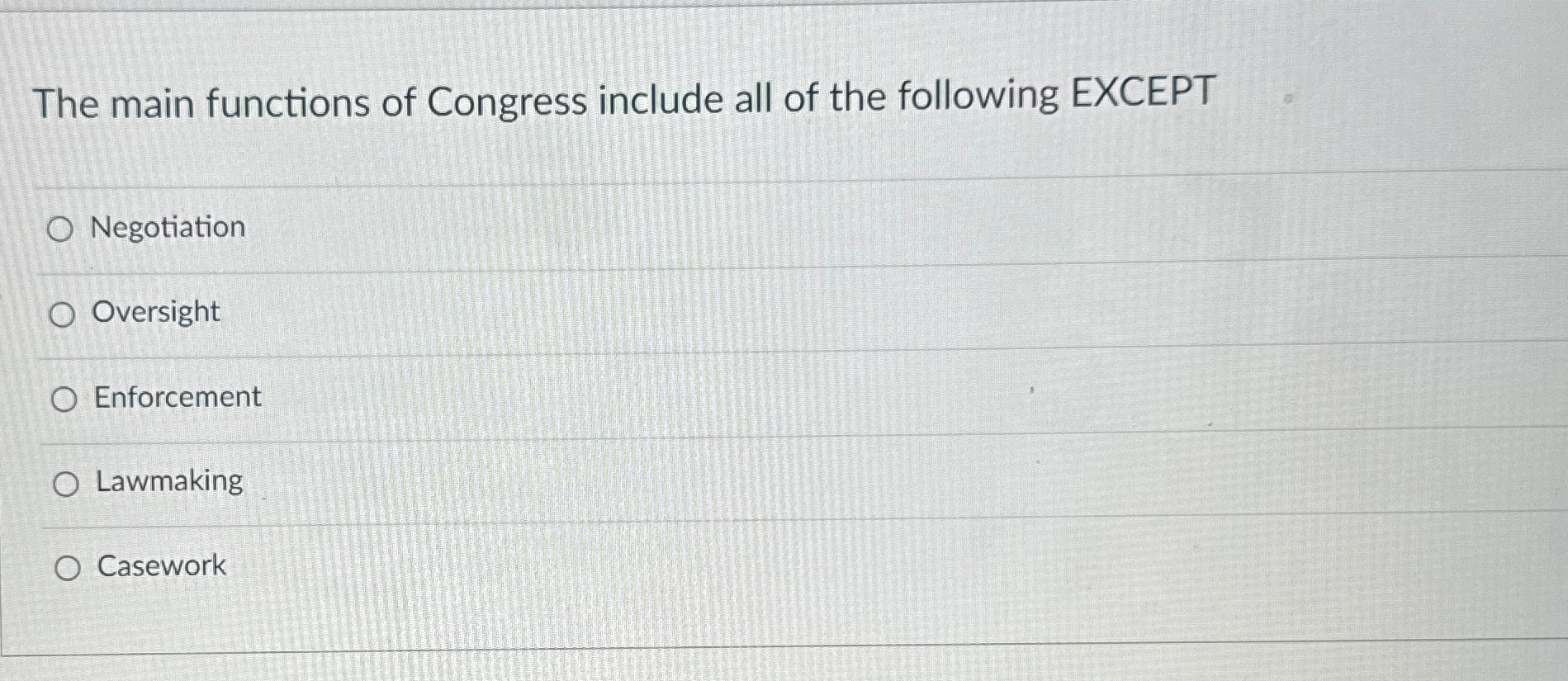 the main responsibility of congress is which of the following