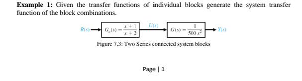 Solved Example 1: Given the transfer functions of individual | Chegg.com
