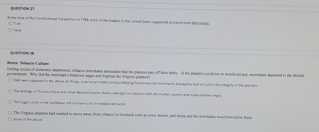 Solved QUESTION 25 Breen: Tobacco Culture According to | Chegg.com