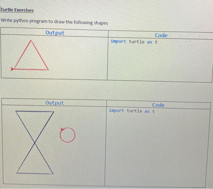 Solved Turtle Exercises Write python program to draw the | Chegg.com