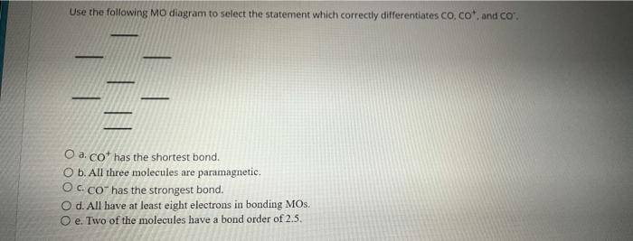 Solved Use the following Mo diagram to select the statement | Chegg.com