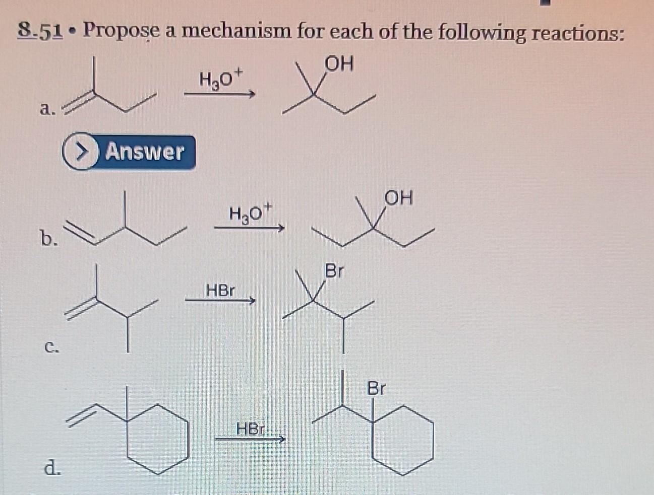 Solved 8.51 - Propose a mechanism for each of the following | Chegg.com
