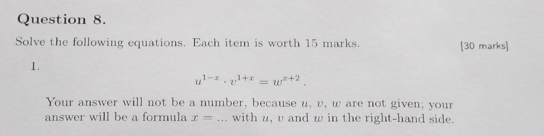 Solved Question 8. Solve the following equations. Each item | Chegg.com