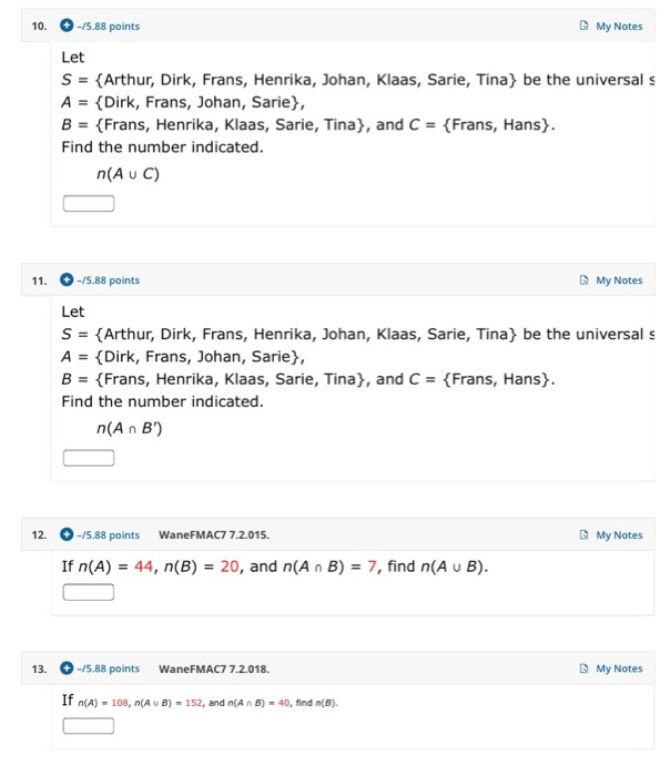 Solved 10. -15.88 points My Notes Let S = {Arthur, Dirk, | Chegg.com