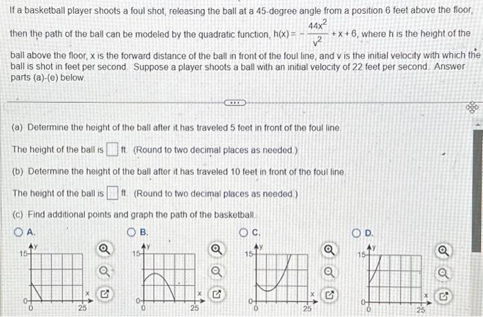 Solved If a basketball player shoots a foul shot, releasing | Chegg.com