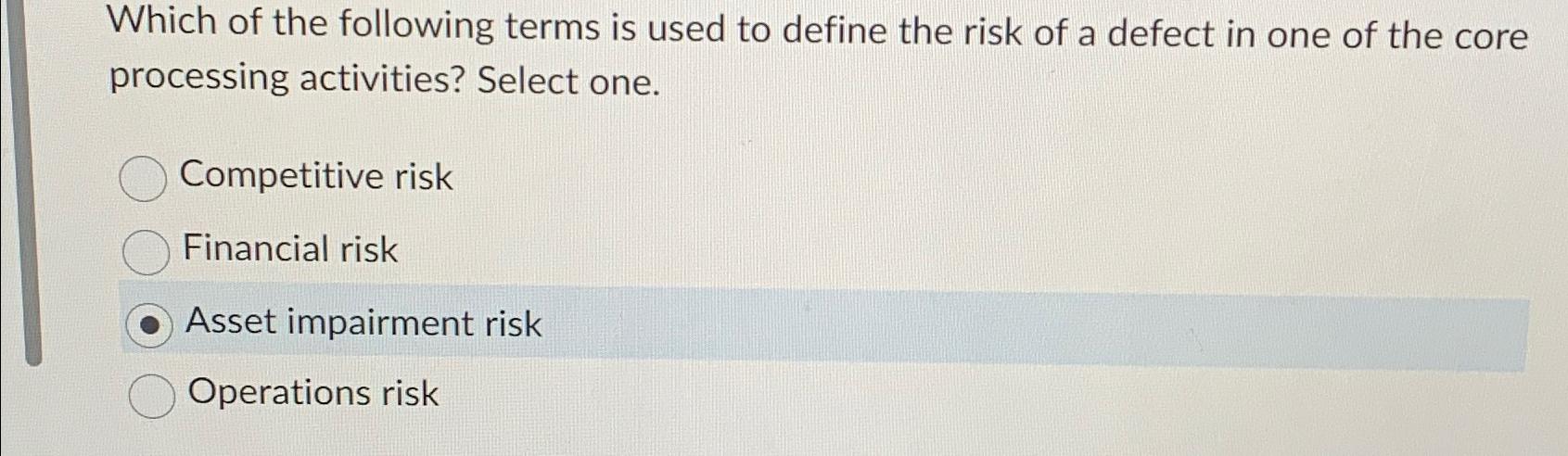 Solved Which of the following terms is used to define the | Chegg.com