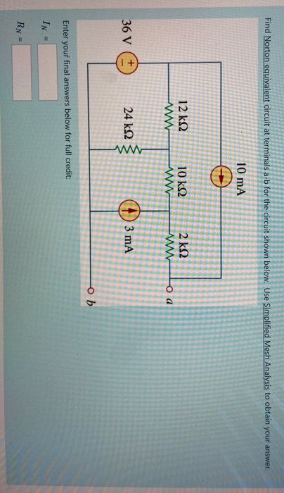 Solved Find Norton Equivalent Circuit At Terminals A-b For | Chegg.com