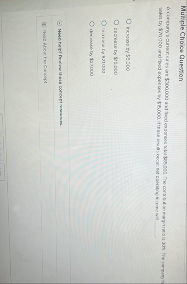 Solved Multiple Choice QuestionA company's current sales are | Chegg.com