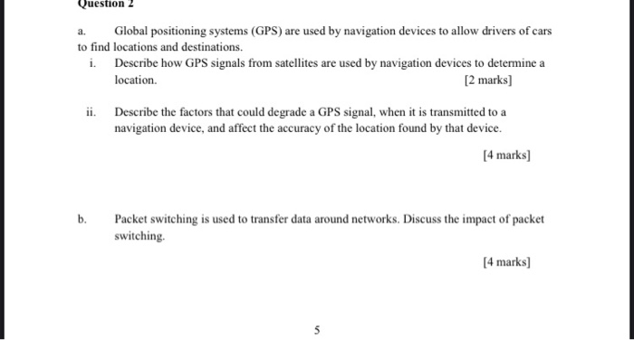 Solved Question a. Global positioning systems (GPS) are used | Chegg.com