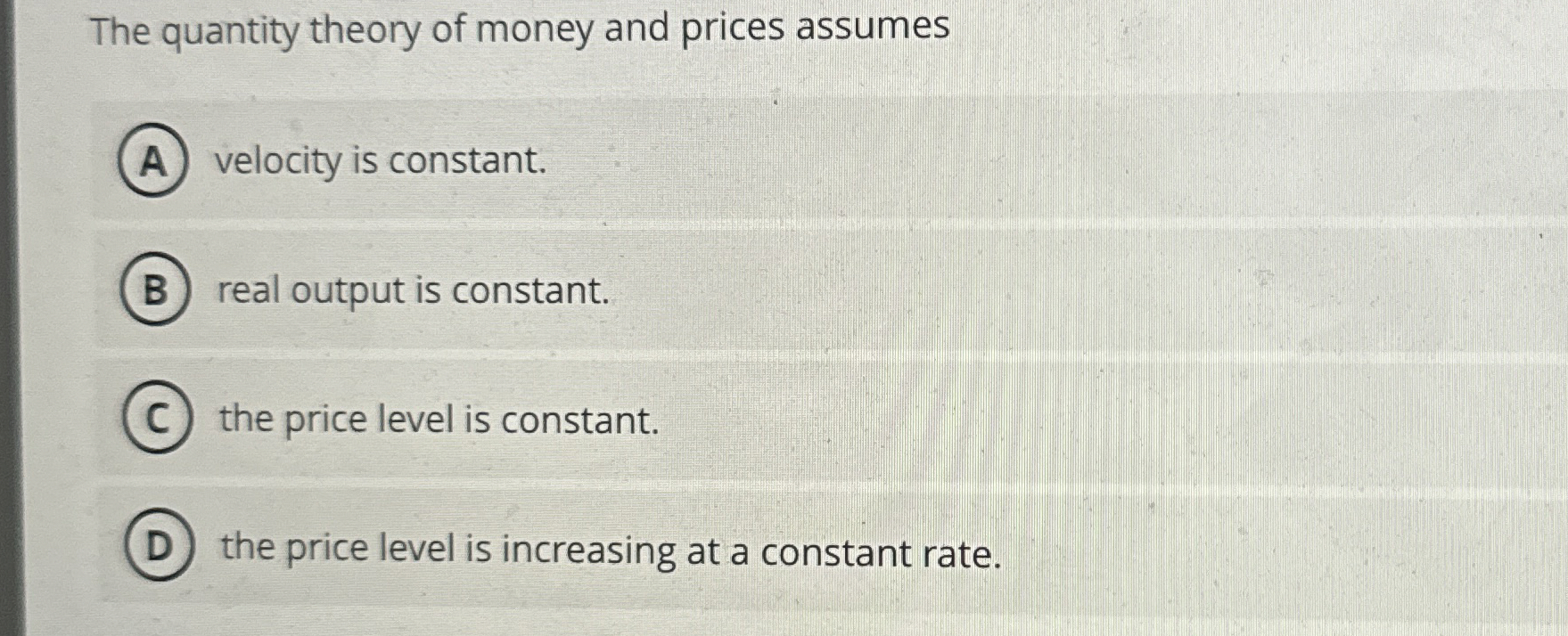 Solved The quantity theory of money and prices | Chegg.com