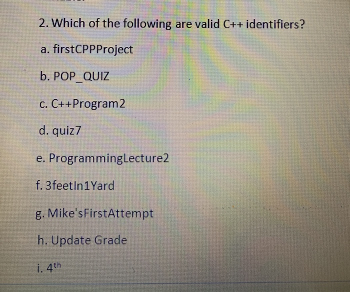 Valid C Identifiers