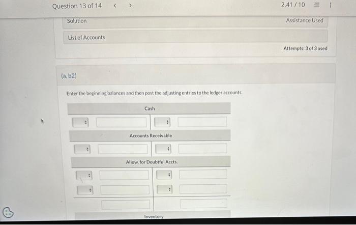 Solved Question 13 Of 14Enter The Beginning Balances And | Chegg.com