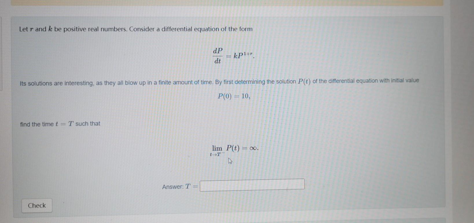 Solved Letr and k be positive real numbers. Consider a | Chegg.com