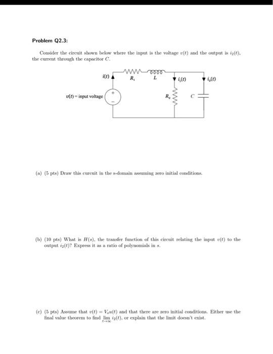 Solved Problem Q2.3 Consider the circuit shown below where