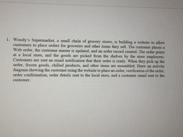 Solved 1. Woody's Supermarket, a small chain of grocery
