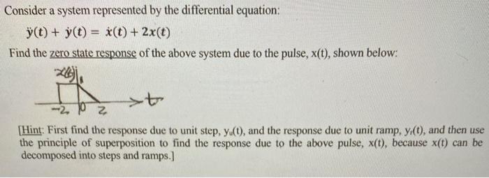 Solved Consider a system represented by the differential | Chegg.com