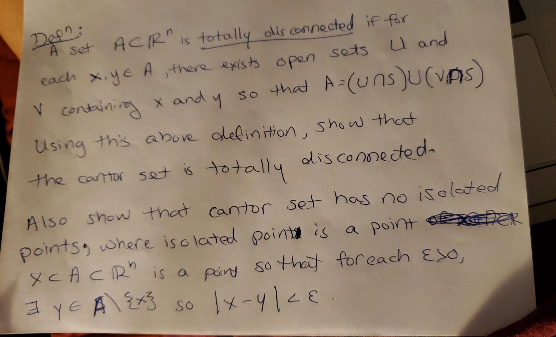 ADefn each x,y∈Rn is totally dis connected if for V | Chegg.com