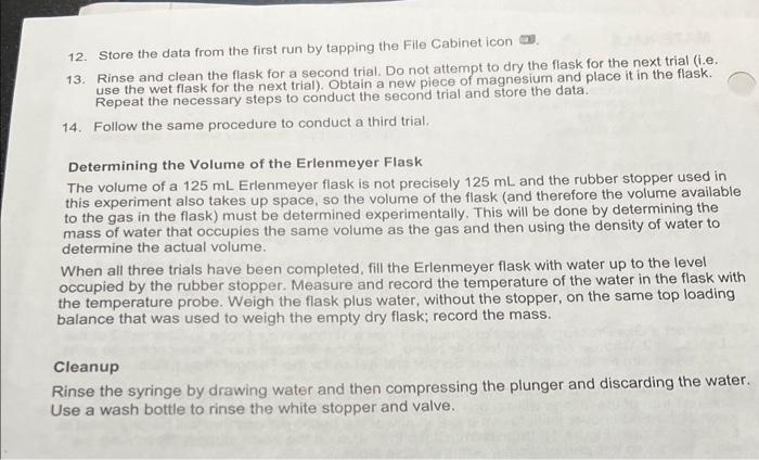 Molar Volume of a Gas Lab - First year chemistry lab | Chegg.com