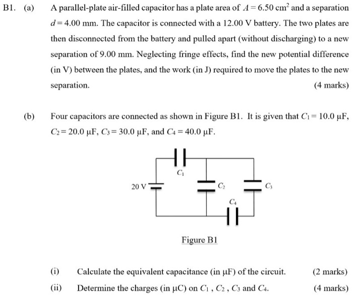 Solved B1. (a) A Parallel-plate Air-filled Capacitor Has A | Chegg.com