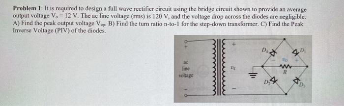 Solved Problem 1: It is required to design a full wave | Chegg.com