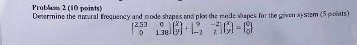 Solved Problem 2 (10 Points) Determine The Natural Frequency | Chegg.com