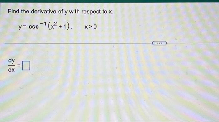 Solved Find the derivative of y with respect to x. | Chegg.com