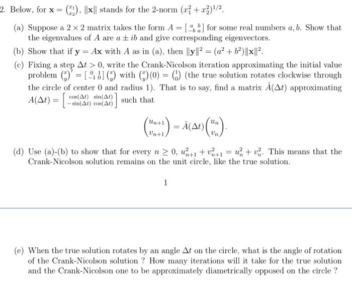 Solved Below, for x=(x1x2),∥x∥ stands for the 2-norm | Chegg.com