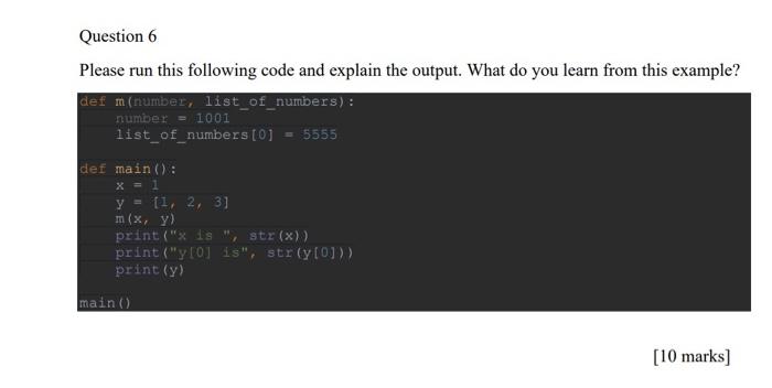 Solved Question 6 Please run this following code and explain | Chegg.com