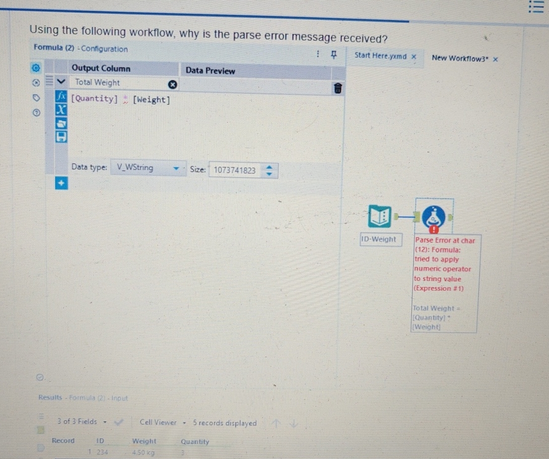 Solved Using the following workflow, why is the parse error | Chegg.com