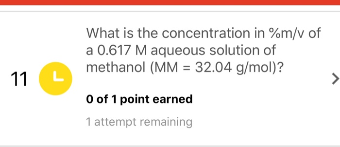 Solved What Is The Concentration In M V Of A 0 617 M Chegg Com