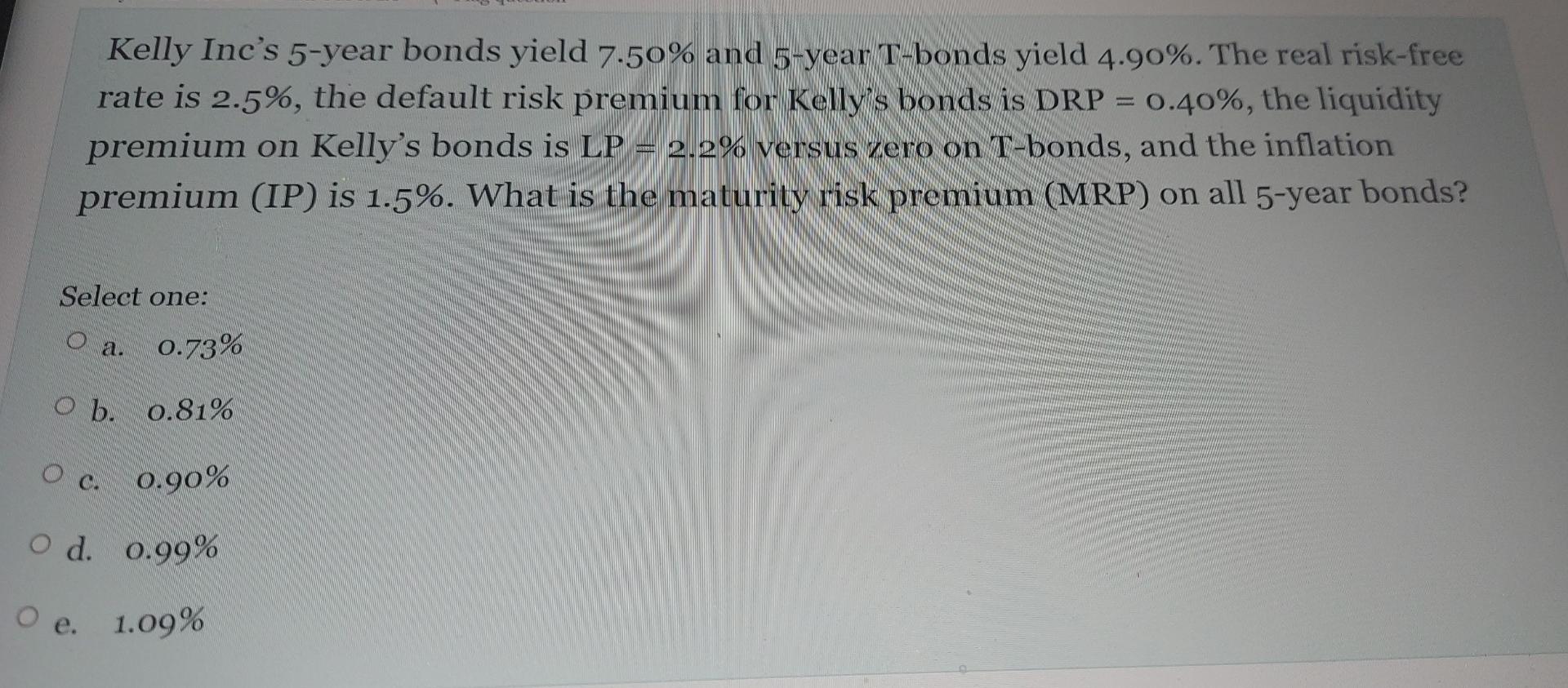 Solved Kelly Inc's 5-year Bonds Yield 7.50% And 5-year | Chegg.com