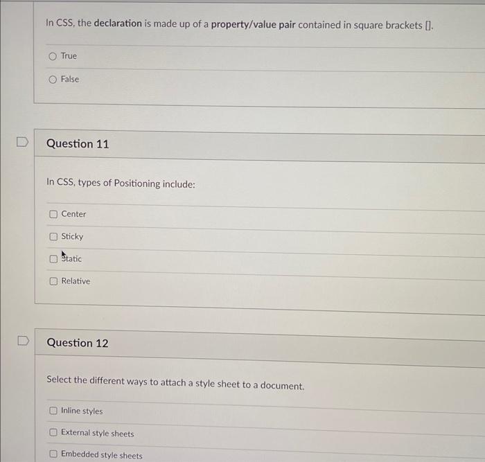 Solved In CSS, the declaration is made up of a | Chegg.com