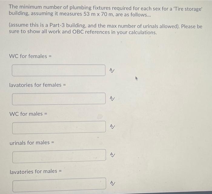 Solved a The minimum number of plumbing fixtures required