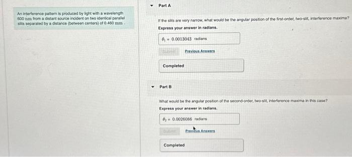 Solved An interference pathem is produced by light with a | Chegg.com