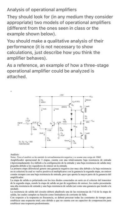 Analysis of operational amplifiers They should look for (in any medium they consider appropriate) two models of operational a