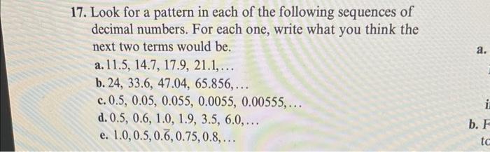 Solved 17. Look for a pattern in each of the following | Chegg.com