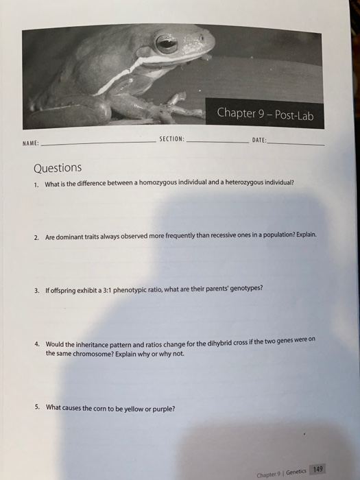 Solved Chapter 9 - Post-Lab SECTION NAME: DATE: Questions 1. | Chegg.com