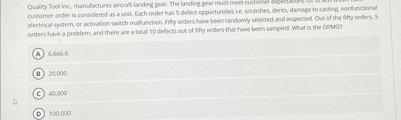 Solved Quality Tool Inc., manufactures aircraft landing