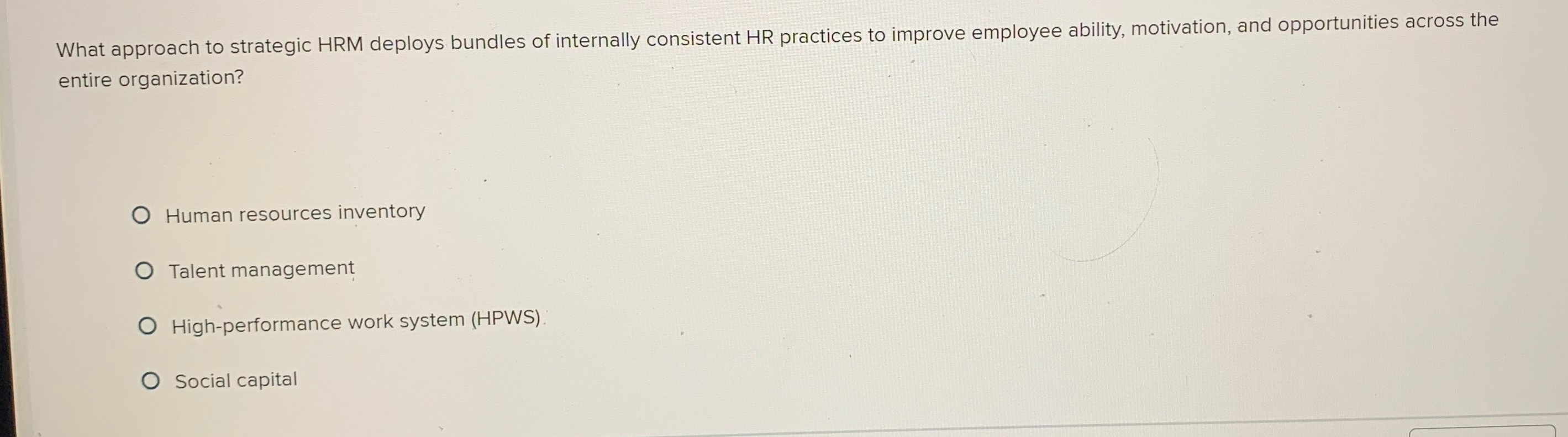 Solved What approach to strategic HRM deploys bundles of | Chegg.com