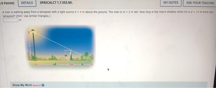 Solved 75 Points) DETAILS SPRECALC7 1.7.053.MI. MY NOTES ASK | Chegg.com