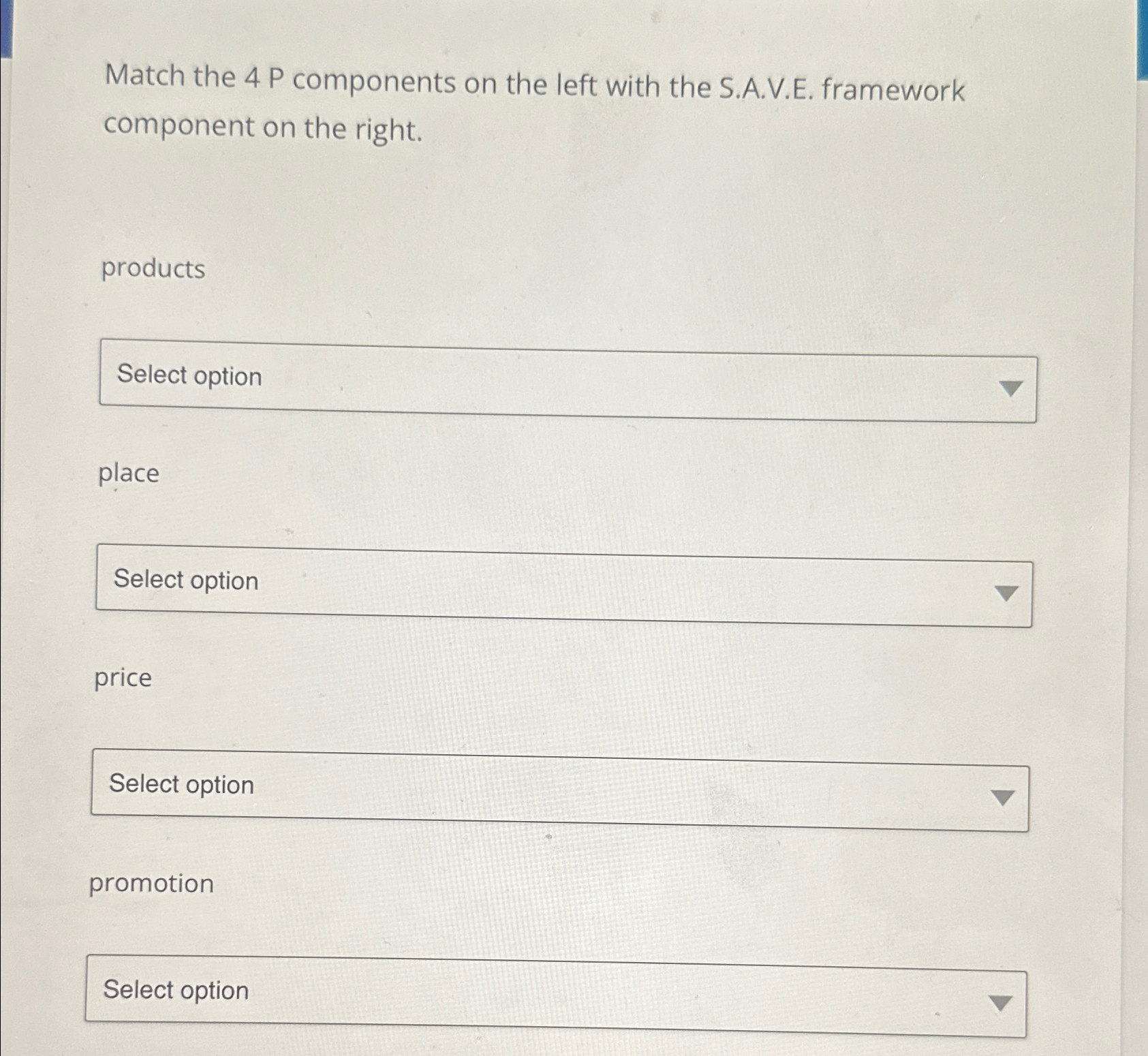 Solved Match the 4P ﻿components on the left with the | Chegg.com