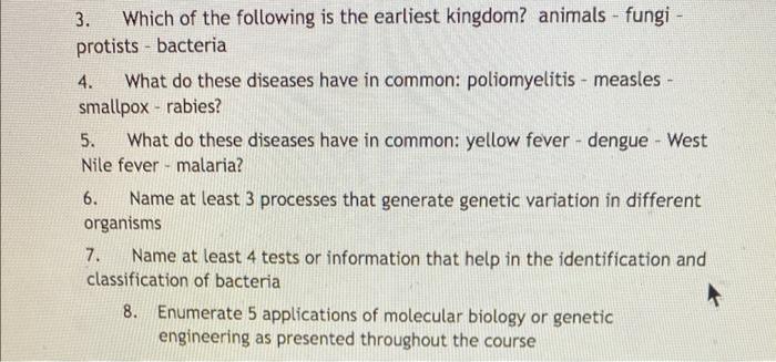 Solved Questions for short answers BIO - 101 Test \#4 | Chegg.com